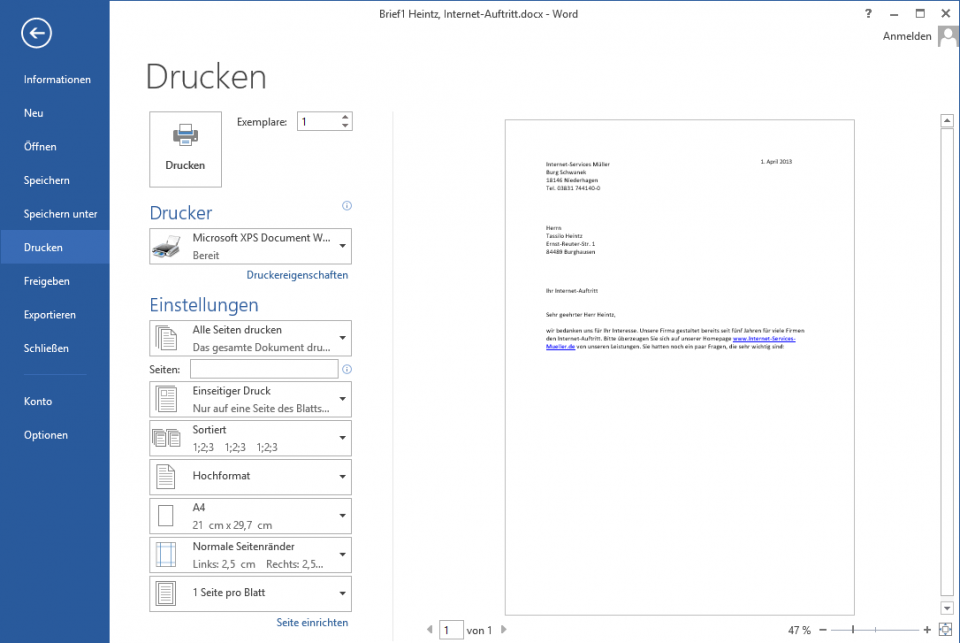 Seitenansicht (Druckvorschau) | Dettmer Verlag