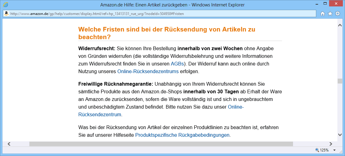 E-Commerce Widerrufsrecht