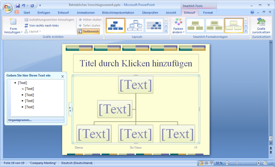 Organigramm mit Textbereich Organigramm mit Textbereich