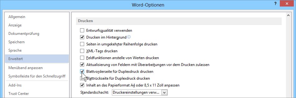 Optionen Duplexdruck