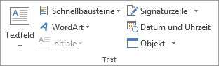 Schnellbaustein Befehlsgruppe Text