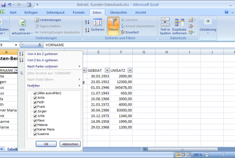 Excel 2007 Autofilter