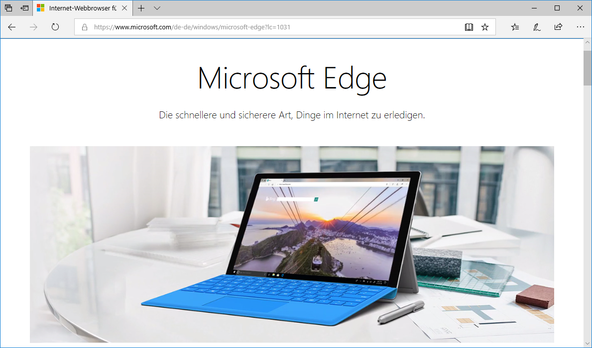 Schulungsunterlagen Microsoft Edge Startbildschirm