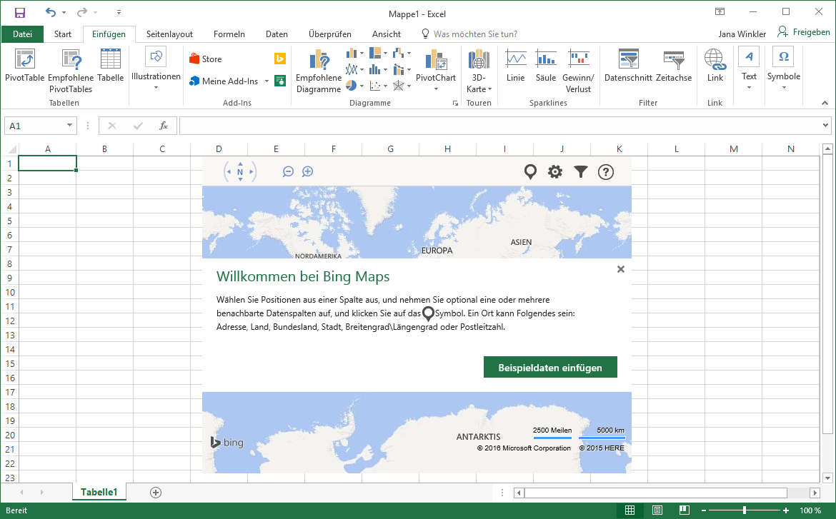 Seminarunterlagen Umstieg Office 2016 Bing Maps