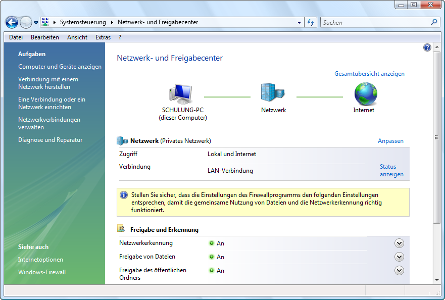 Konfigurieren eines Netzwerkes Vista Netzwerk konfigurieren