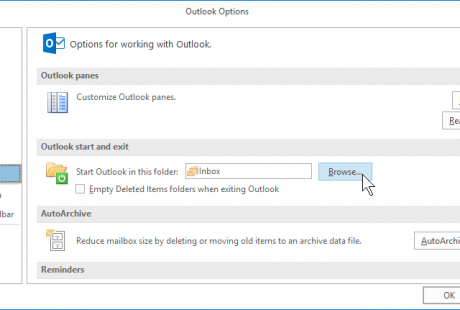 Outlook 2016 Grundlagen Englisch start folder